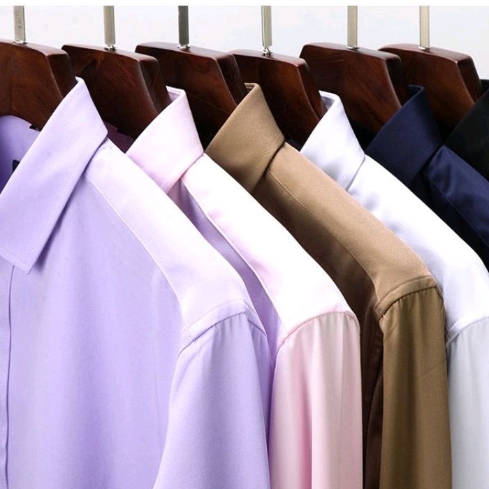 Kemeja Polos Lengan Panjang Ungu Muda Premium