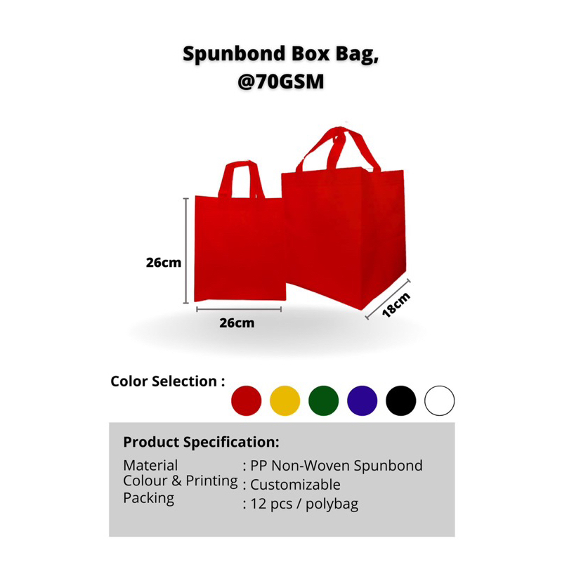 

tas spundbond / tas dos / pres bag / tas dos nasi / tas press box / reusable bag kantong belanja ukuran kecil tanggung besar @12bj