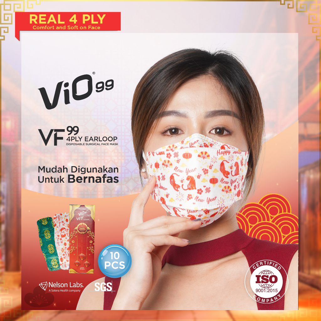 Vio VF99 Mask '10S 4 Ply Earloop Imlek masker imlek edition isi 10 pcs filtrasi 99%