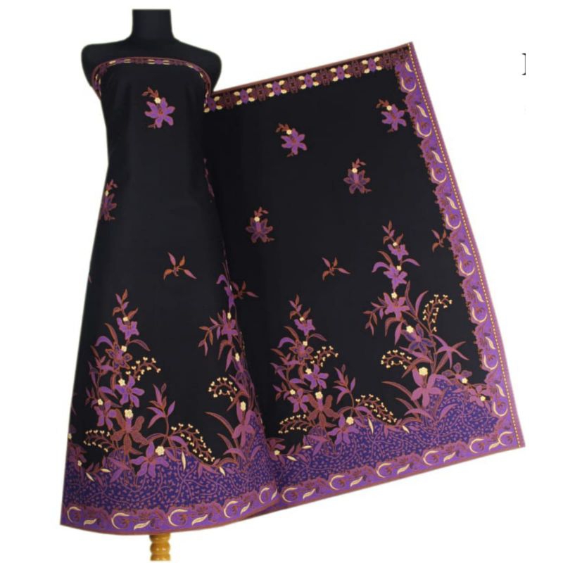 Kain Batik Primisima Katun Bunga Dahlia Hitam