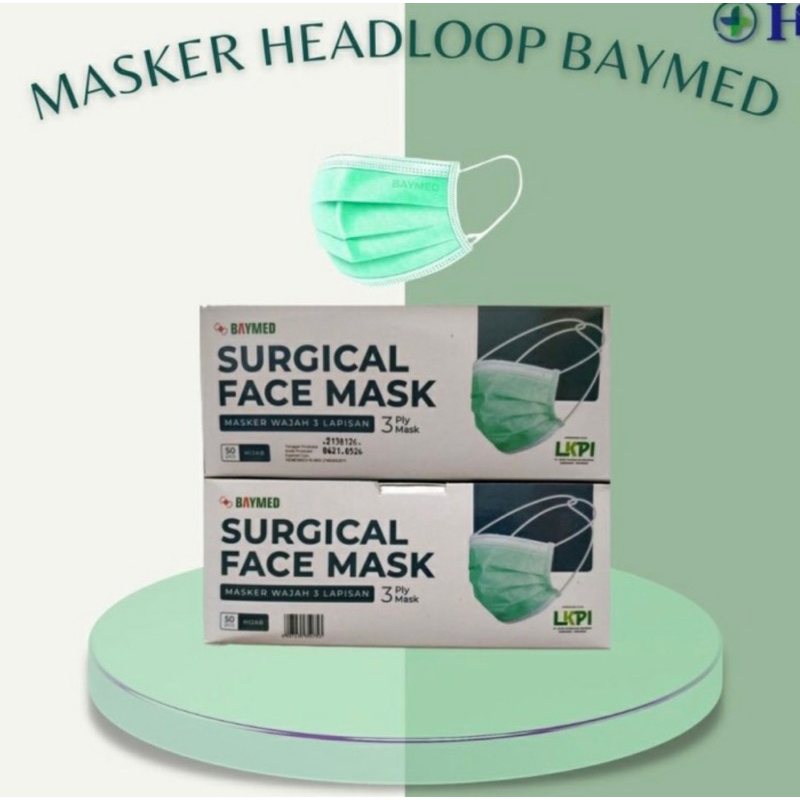 Masker Hijab / Surgical Facemask Headloop Baymed 3 ply/ 50pcs