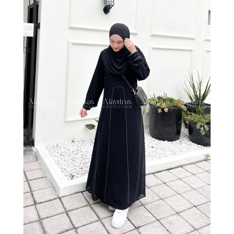 Abaya Saudi Gamis Abaya Turkey Dress Gamis Maxi Bahan Jetblack 820