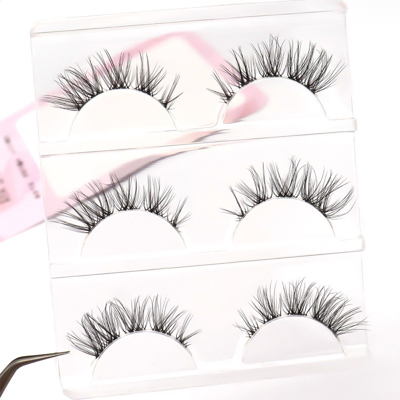 M30 - 3PASANG Air False Eyelashes Comic Eye Japanese Fake Eye Lashes Extension Clear Band Natural Nude Makeup Little Devil