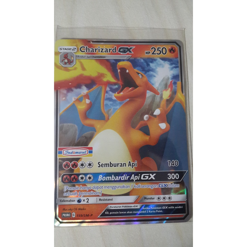 POKEMON TCG INDONESIA CHARIZARD GX HOLOGRAM PROMO INDOMARET 159/SM-P