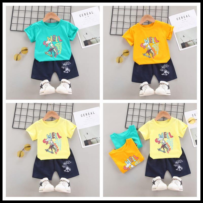 Setelan Pakaian Baby/Anak Laki Laki Import / Setelan Baju Baby/ Motif Snoopy F004