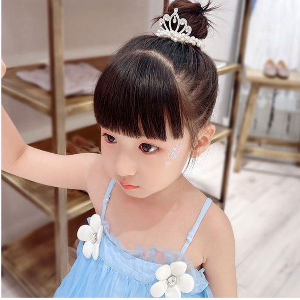 Ikat Rambut Anak Wanita Motif Mahkota Mutiara/Motif Bunga Mutiara Permata Gaya Korea Import