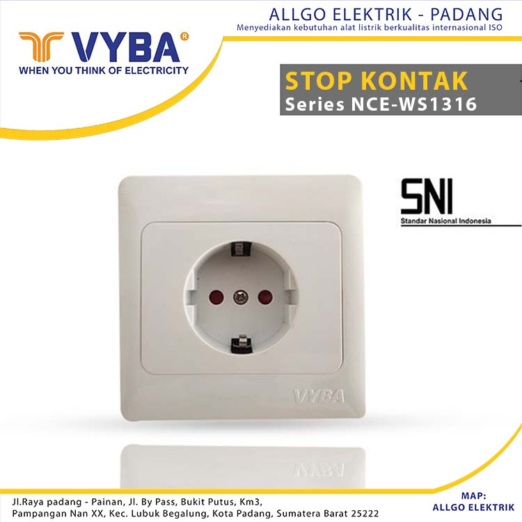 Allgo elektrik - VYBA IB OB Stop kontak NCE-WS1316 Standar Instalasi PLN SNI