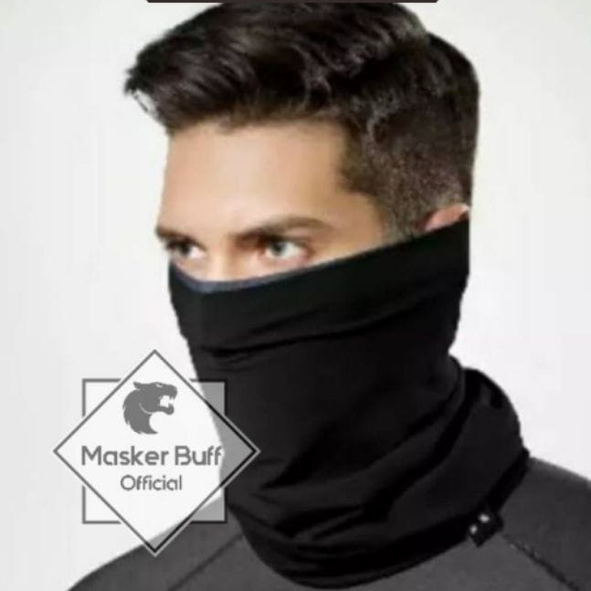 Warna Hitam Masker buf bandana hitam polos Masker Tanpa jahitan