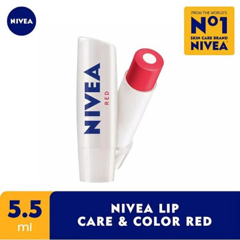 [FREE GIFT] NIVEA Caring Lip Balm | Nivea Lip Crayon Poppy Red Coral Crush | Lipbalm Nivea