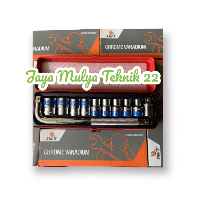 IWT Kunci socket set 11pcs 8-24mm 1/2DR 6PT CHROME VANADIUM / Alat bengkel