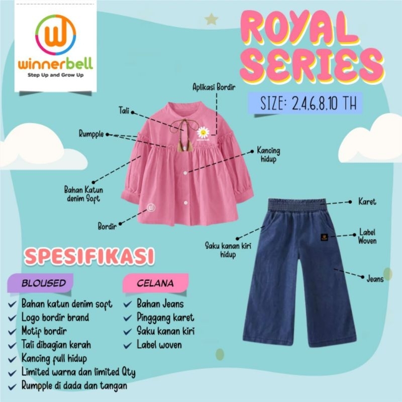 Ready ‼️Set Anak Cewe dan Cowo Couple Royal Bordir Series Katun by WinnerBell