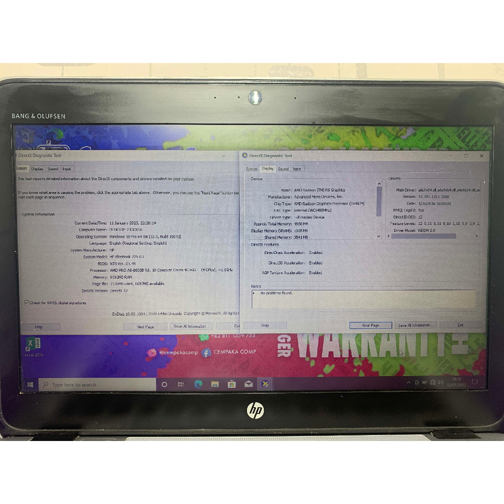 HP EliteBook 725 G3 AMD Pro A8-8600B 16GB SSD 256GB