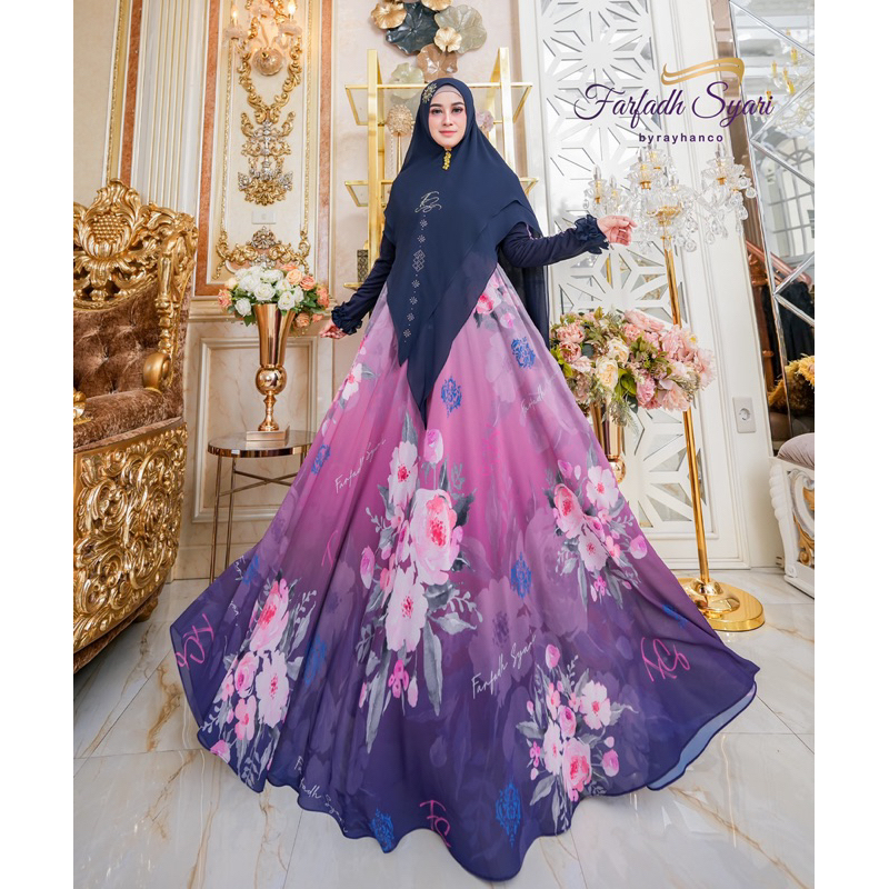 Hirka Syari by Farfadh Syari Navy Ceruty Import