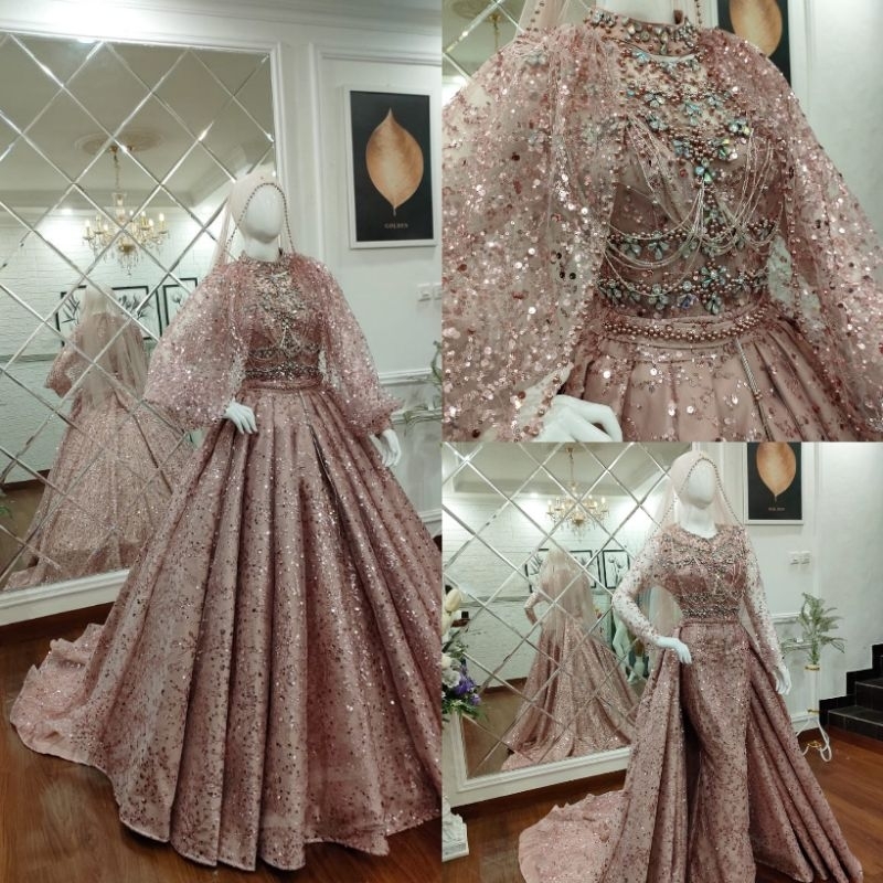 NEW GAUN PENGANTEN CRONOLIN 2 IN 1  /BAJU PENGANTIN MODEL TERBARU/GAUN SLIM DRESS/GAUN MODREN /GAUN PENGANTIN BEREKOR/WEDDING DRESS