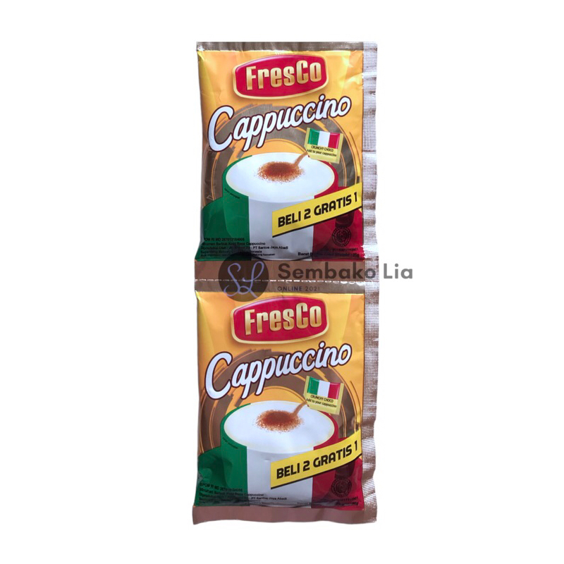 

Fresco Cappuccino 25gr Renteng Isi 15pcs Sachet / Fresco Kopi Cappuccino Renceng