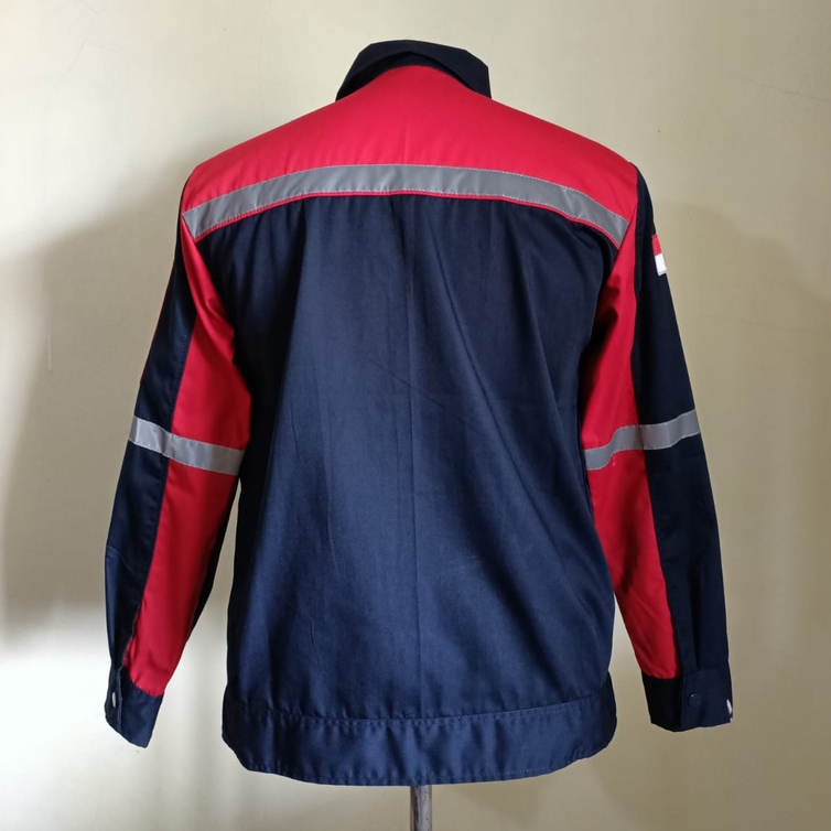 Star Wearpack - Seragam Kerja Proyek Lengan Panjang Warna Dongker Kombinasi Merah