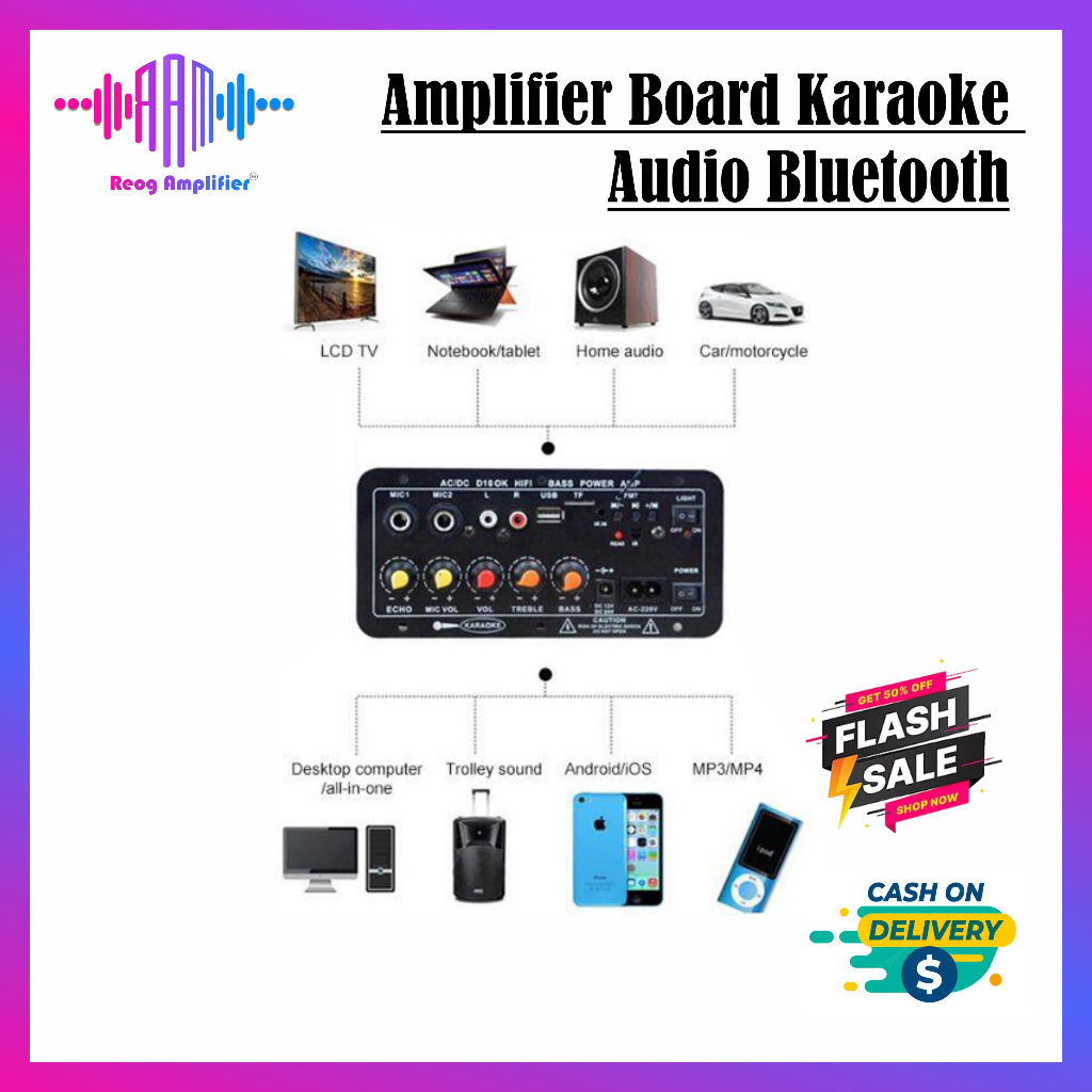 COD 5inci 4-10 inci 10 inci Amplifier Board Karaoke Audio Bluetooth USB FM Radio TF Player Subwoofer 30-120W
