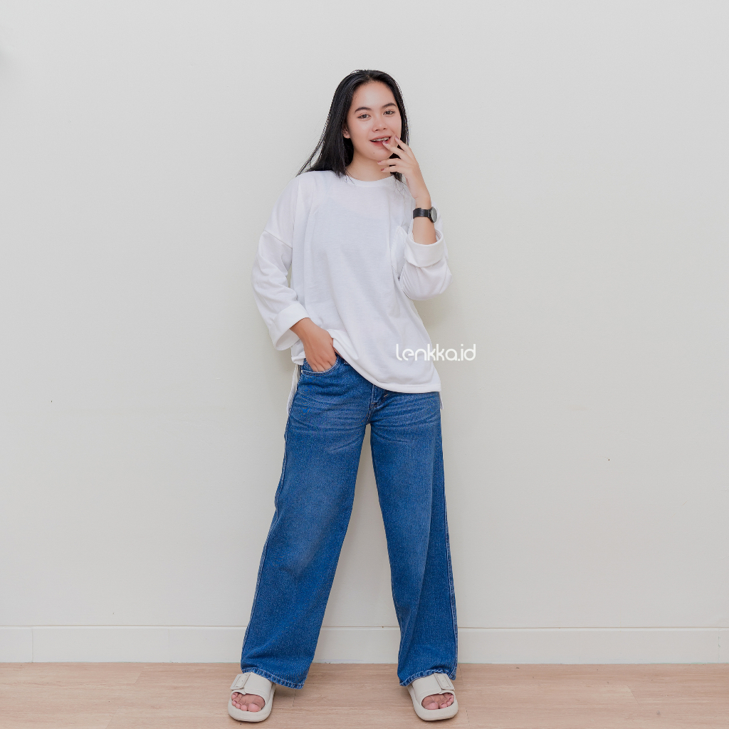 T-shirt Keiko Pocket Oversize Lengan Lipat Atasan Wanita Simple