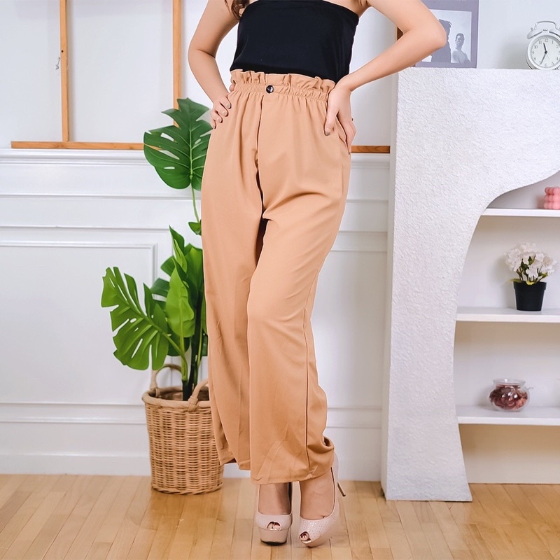 MakeGrosir - KULOT PANTS BUTTON / CRINKLE AIRFLOW LOOSE PANTS / CELANA KULOT HIGHWAIST / KULOT WANITA