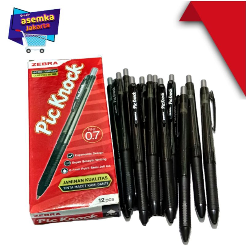 Bolpen Pulpen Zebra PicKnock 0.7mm 12pcs