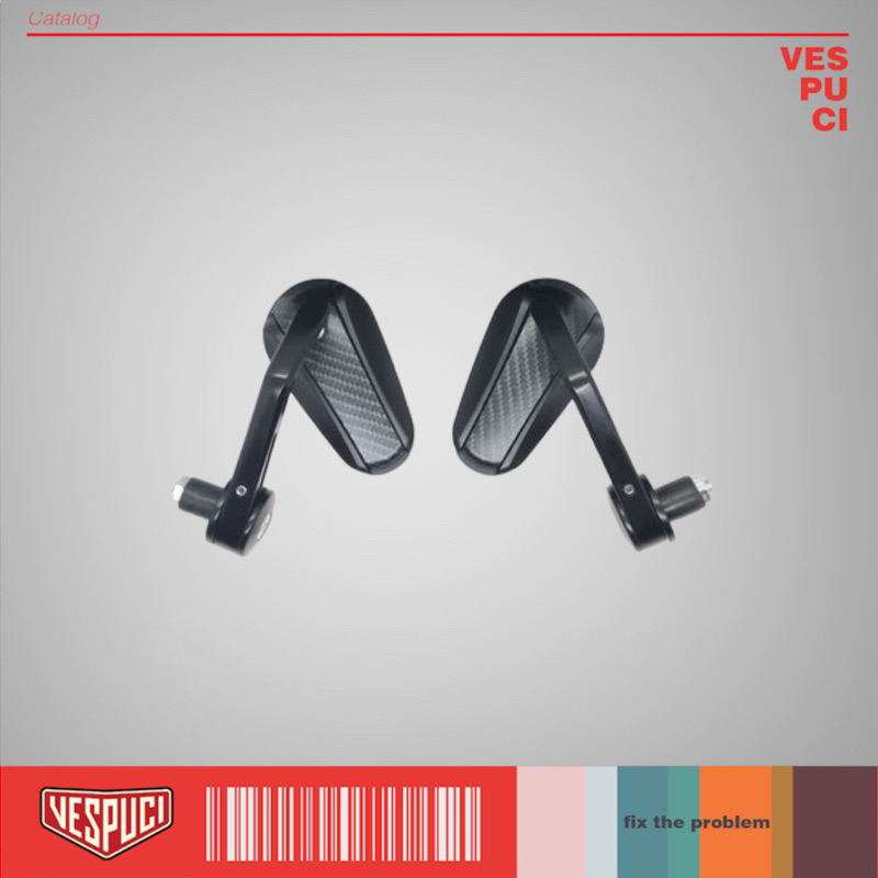 Bar end Spion Jalu Motif Carbon for Vespa Matic Matik Metik Sprint Primavera LX S GTS Zip Fly Medley