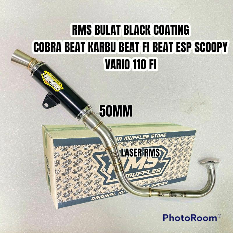 KNALPOT BEAT KARBU BEAT FI BEAT ESP SCOOPY VARIO 110 FI RMS MUFFLER BLACK COATING COBRA SAMLONG DM50
