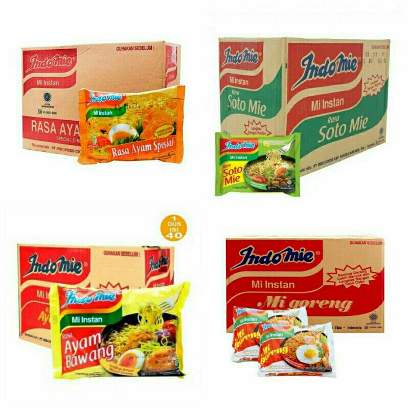 

Indomie Goreng/ayam special/ayam bawang/soto 1 dus isi 40pcs