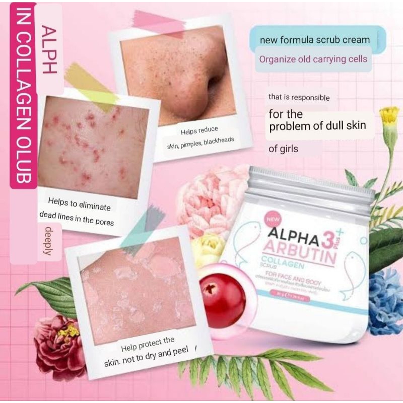 Precious Skin Alpha Arbutin 3+ Collagen Body &amp; Face Scrub Lulur Wajah