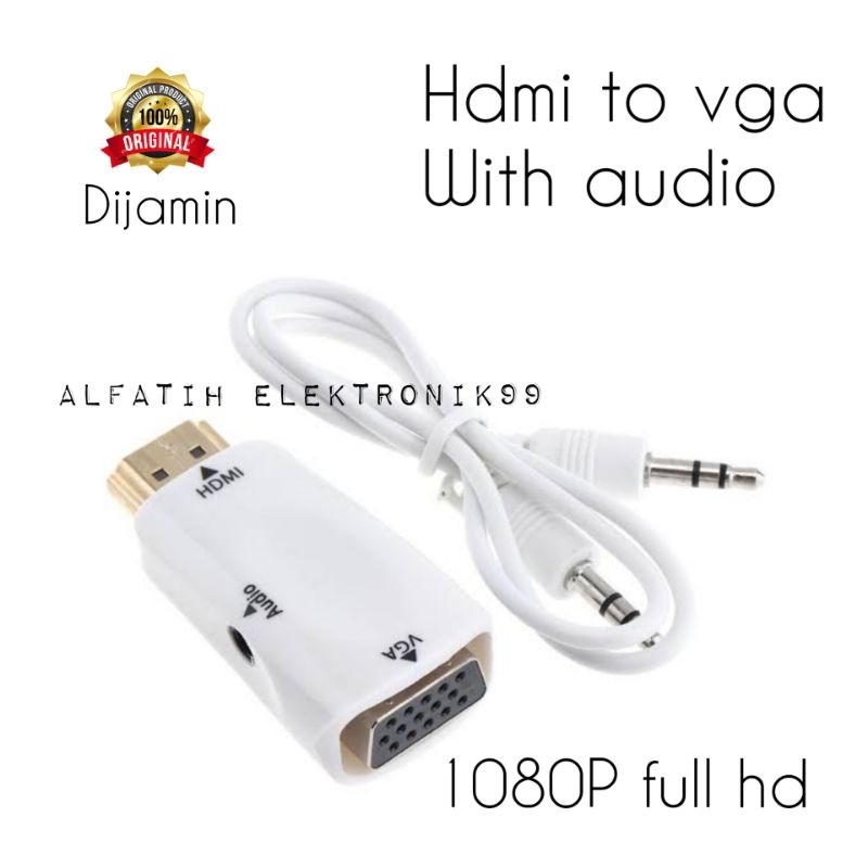 CONVERTER ADAPTER HDMI MALE TO VGA FEMALE WITH AUDIO 1080P FULL HD