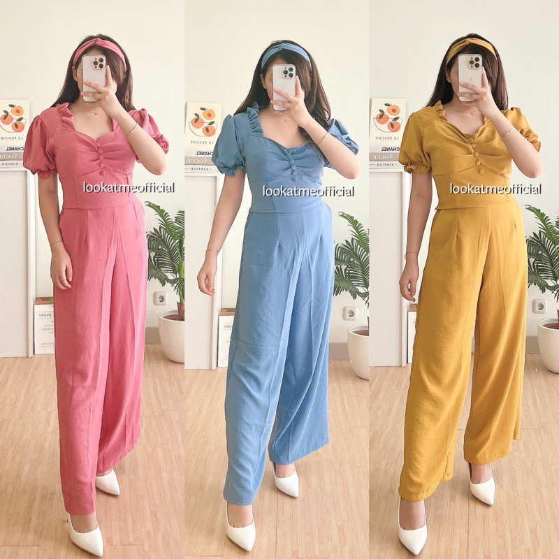 lookatmeofficial - Velysa Set Wanita - Atasan dan Kulot Bahan Crinkle 689