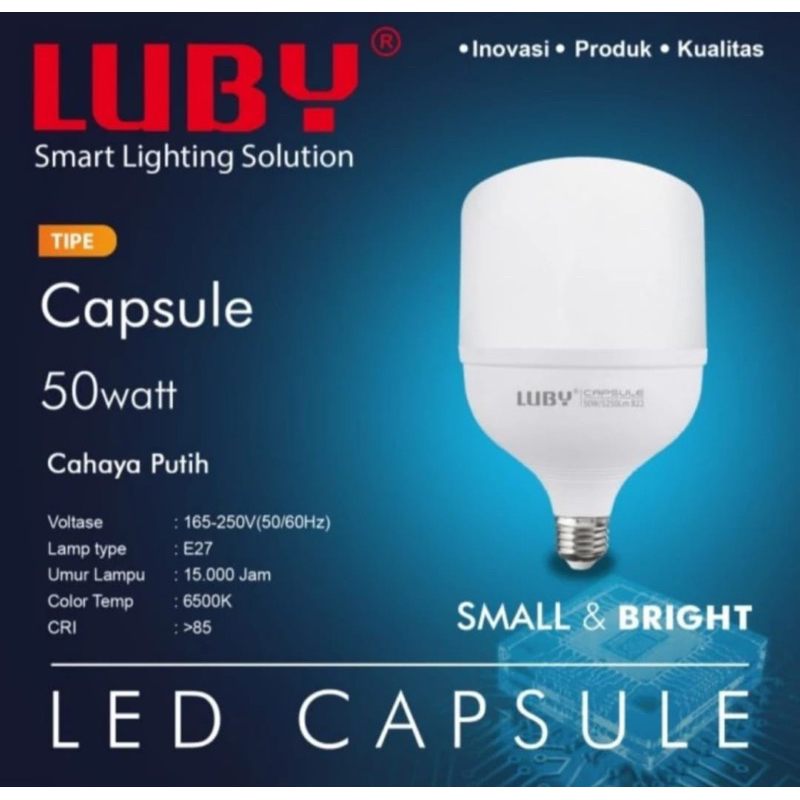 Led Luby New Capsule 50w - Lampu Luby Capsule T Bulb Kapsul Putih