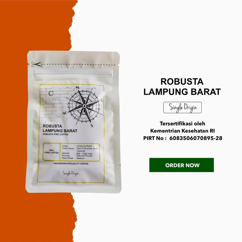 

Fine Robusta Lampung Barat Coffee Single Origin 200 Gram Kopi Lampung