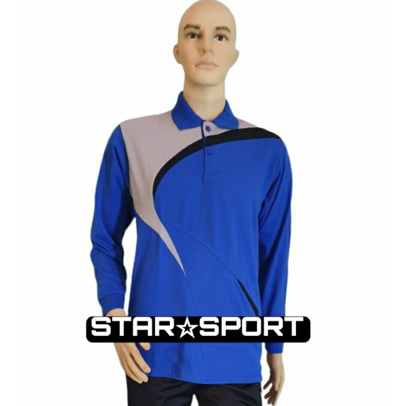 Baju Kaos Olahraga Kantor/Guru Lengan Panjang Bahan Katun Combed Premium