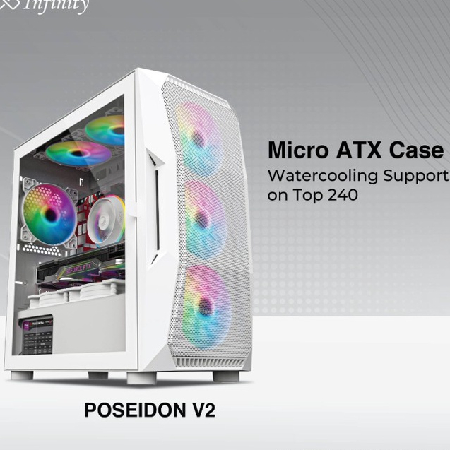 Casing Komputer Infinity Poseidon V2 Mid Tower M-ATX Door Case PC