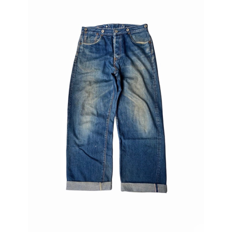 Vintage Sugarcane Denim Work Pants With Buckle Back Selvedge Repro levis Type 1880 .