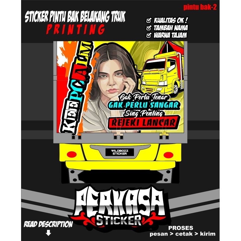 decal pintu belakang bak truk printing yellow keren (pintu bak-2) -perkasa sticker-