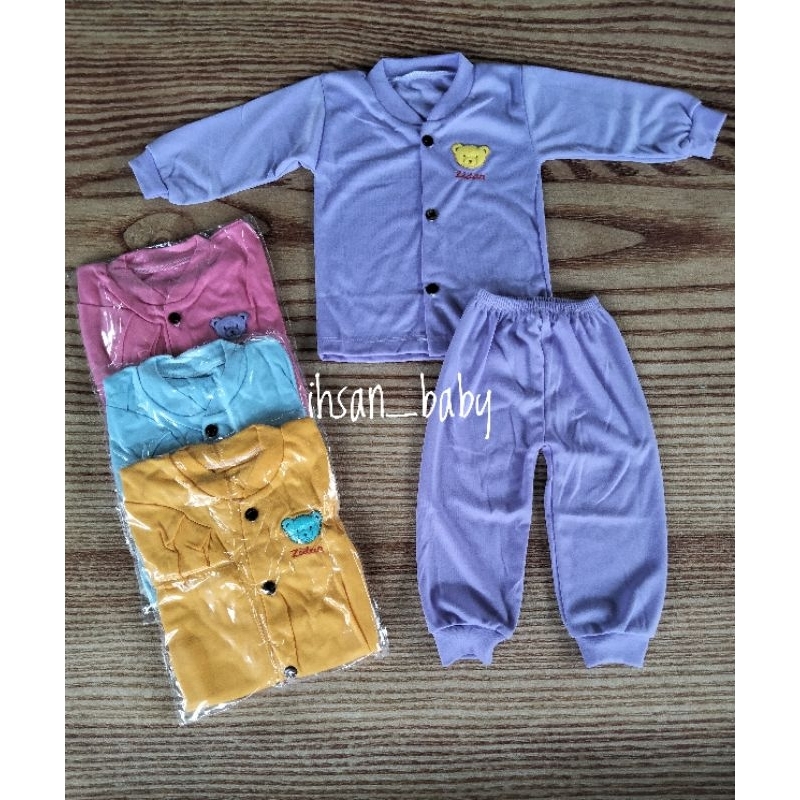 SETELAN PIYAMA BAYI POLOS FUL WARNA