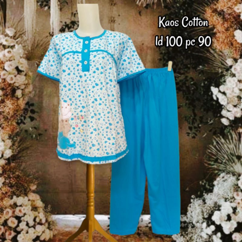 Amro Babydoll Kaos Lengan Pendek Celana Panjang Wanita Dewasa