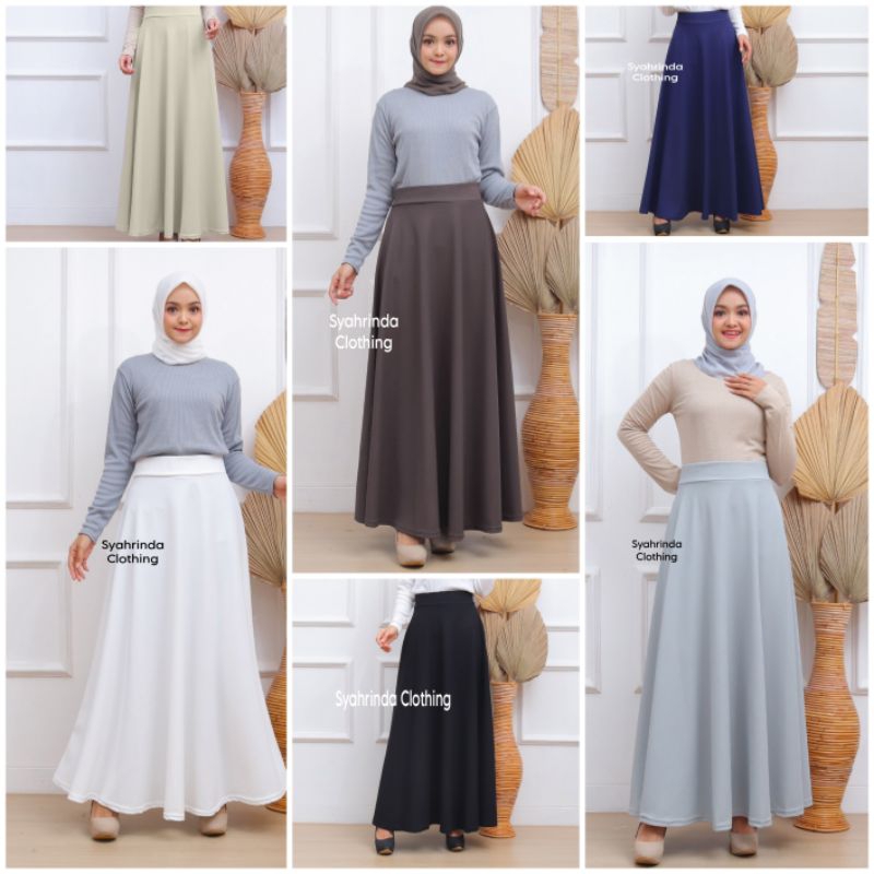 Rok Panjang Polos Lebar Twist Premium Bawahan Klok Mayung Import