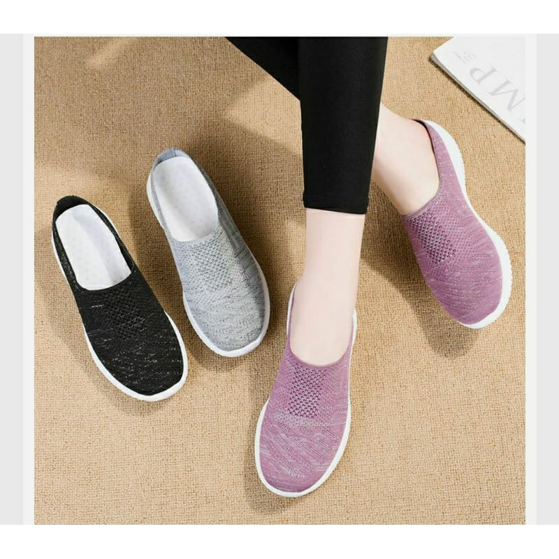 Sepatu sandal wanita import sepatu wanita rajut Flat Shoes anti slip