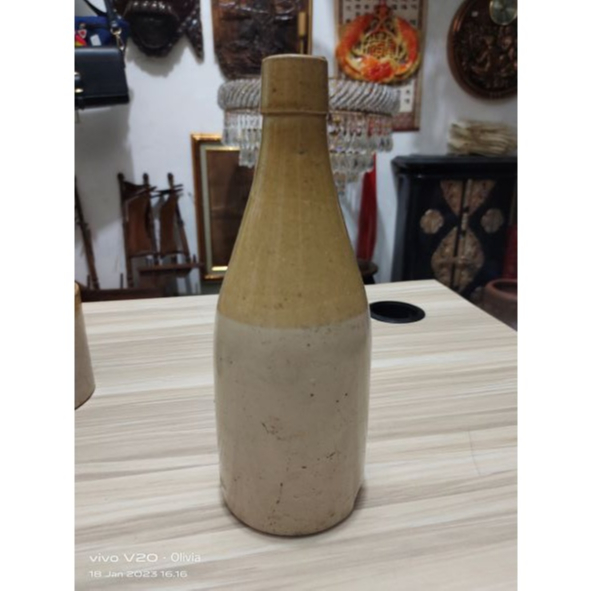Botol Keramik Cream Coklat Polos Kuno Jadul Antik