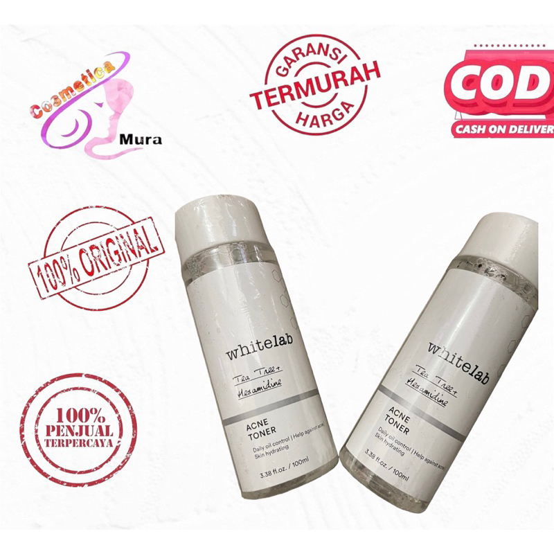 whitelab acne toner || toner wajah berjerawat whitelab tea tree + niacinamide acne toner 100 ml