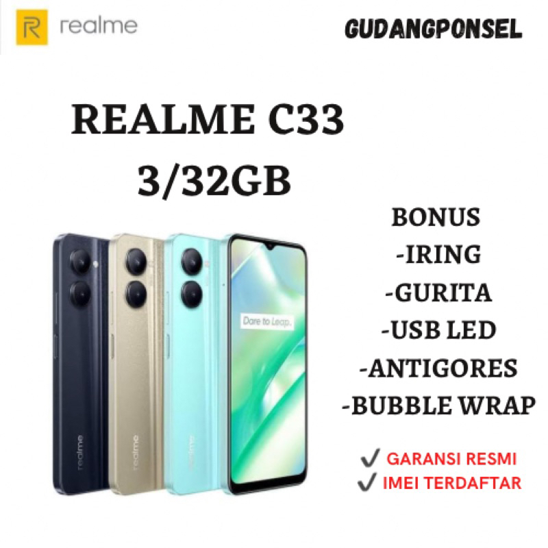 REALME C33 RAM 3/32GB GARANSI RESMI + BONUS