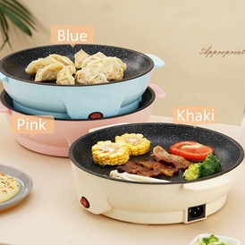 SHENAR,(COD) KOREAN PAN ALAT PEMANGGANG LISTRIK GRILL BULAT BBQ PANCI GORENG JUMBO SOSIS ROTI MIE PANGGANGAN M&amp;M GRILL PAN MULTIFUNGSI