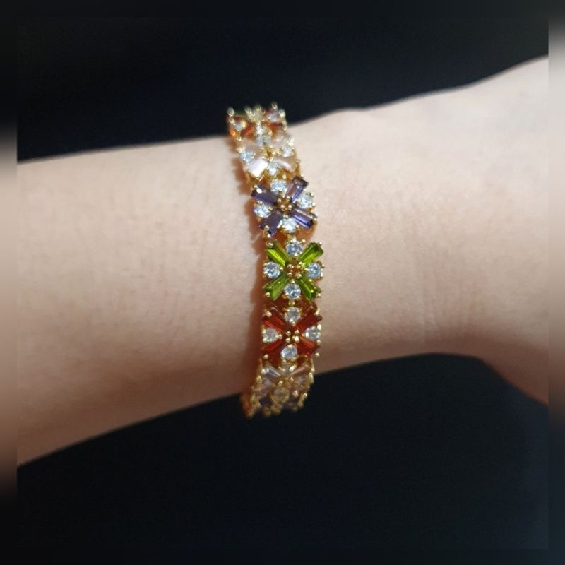 Gelang Titanium asli Full mata kilau Swarovsky Stainless steel asli Premium Quality 06