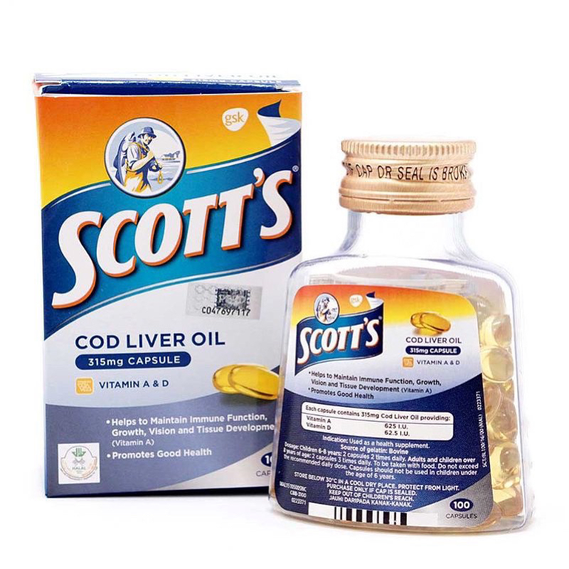SCOTT'S COD LIVER OIL CAPSULES - MINYAK IKAN KAPSUL SCOTT'S
