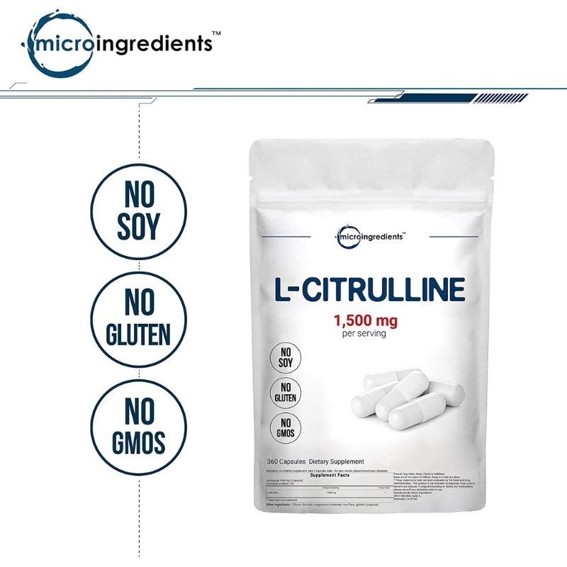 L-Citrulline Microingredients L-Citrulline 1500 Mg 360 kapsul suplemen kesehatan