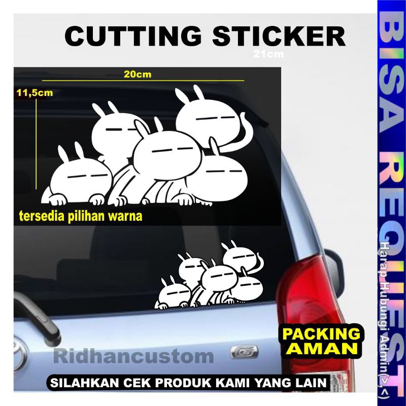 [ TUZKI 11,5x20cm ] CUTTING STICKER KACA MOBIL BELAKANG TUZKI RABBIT