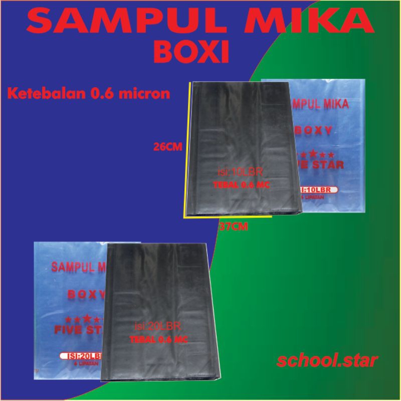 

SAMPUL BUKU MIKA BOXI / SAMPUL MIKA / SAMPUL PLASTIK BIG BOS (ISI 10 & 20 LEMBAR) FIVE STAR TEBAL 0.6 micron