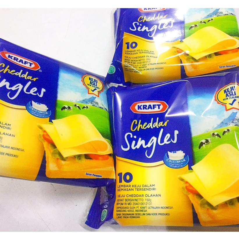 Keju Kraft Cheddar Singles - 10 lembar Keju Kemasan Tersendiri